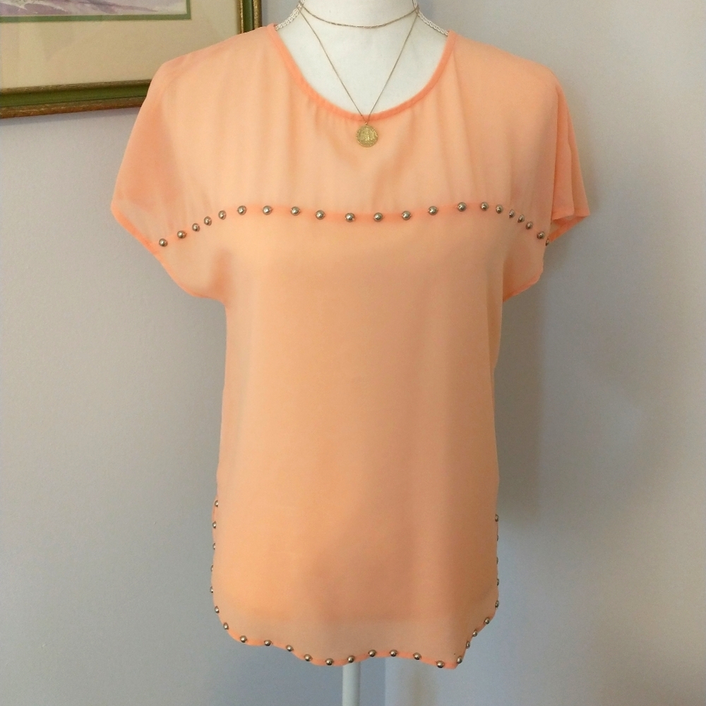 Sherbet Orange Sheer Top